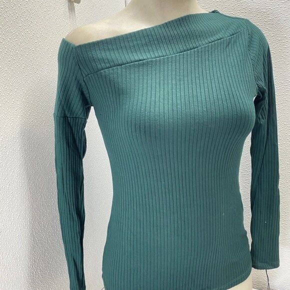 NEW MICHAEL LAUREN Womens Mapels Long Sleeve One Shoulder Top Size M Evergreen - Picture 10 of 11